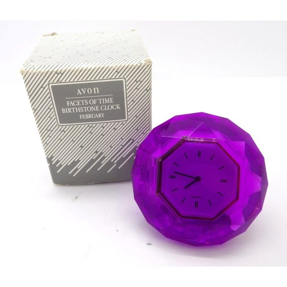 Avon Accessories - Avon Facets of Time Birthstone Clock February NIB